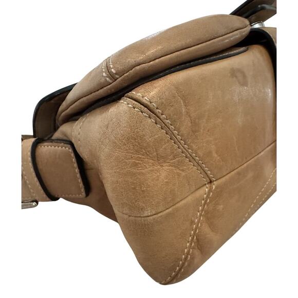 COACH Vintage Soho Leather Flap Bag Camel Brown Purse Y2K - Picture 12 of 16